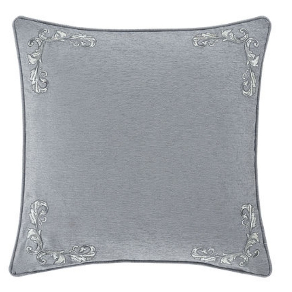 J. Queen NY European Pillow Sham Blue 26x26 Embroidered Euro Paisley